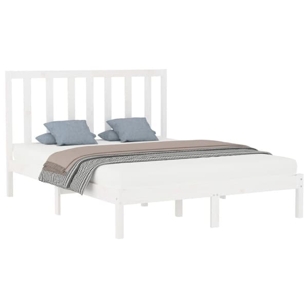 vidaXL Sängram vit massivt trä 150x200 cm Vit