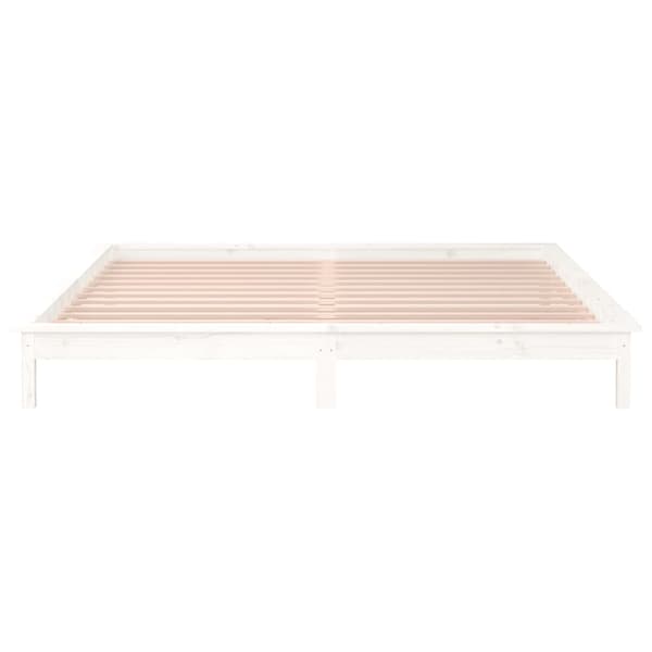 vidaXL Sängram LED vit 180x200 cm massivt trä Vit