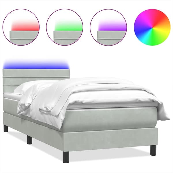 vidaXL Ramsäng med madrass ljusgrå 90x210 cm sammet Grå