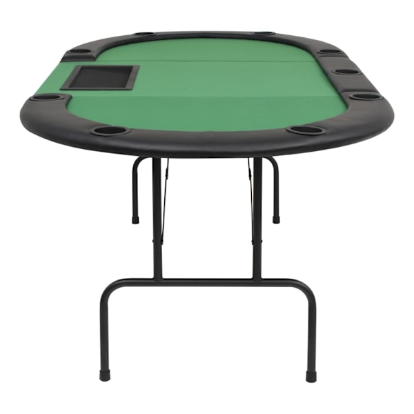 vidaXL Hopfällbart pokerbord 9 spelare ovalt 3-sidigt grönt Grön