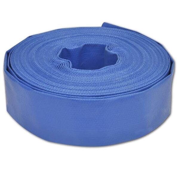 vidaXL 25 m 2" PVC platt vattenslang Svart