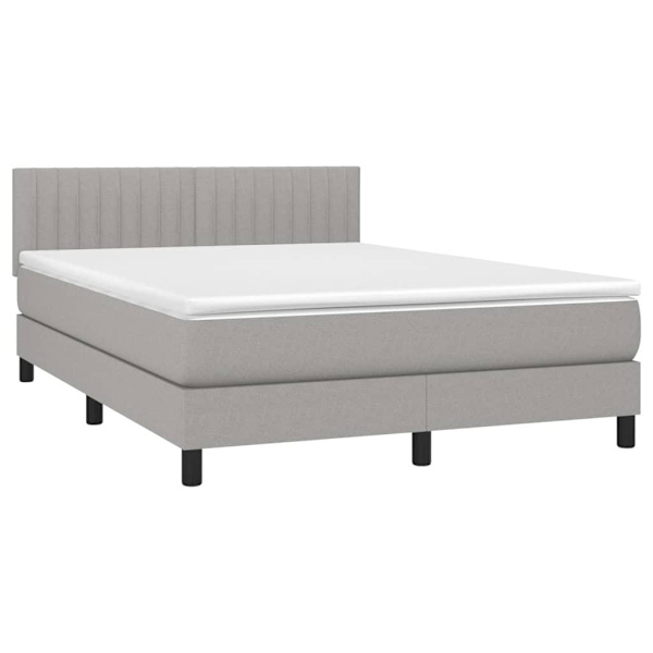 vidaXL Ramsäng med madrass ljusgrå 140x190 cm tyg Grå