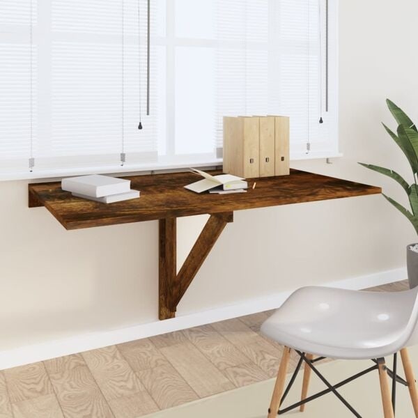 vidaXL Väggbord rökfärgad ek 100x60x56 cm konstruerat trä Brun