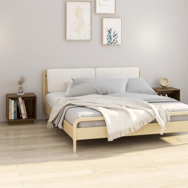 vidaXL Sängbord 2 st honungsbrun 40x30x40 cm massiv furu Brun