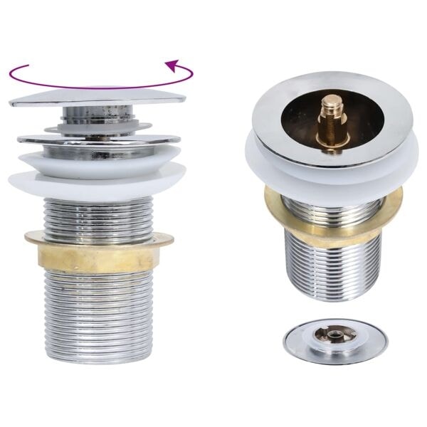 vidaXL Pop-up bottenventil utan överflödesfunktion krom 6,4x6,4x9,1 cm Silver