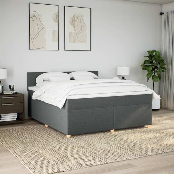 vidaXL Ramsäng med madrass mörkgrå 180x200 cm tyg Grå
