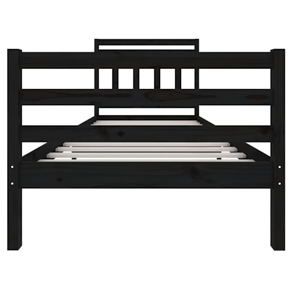 vidaXL Sängram svart massivt trä 90x200 cm Svart