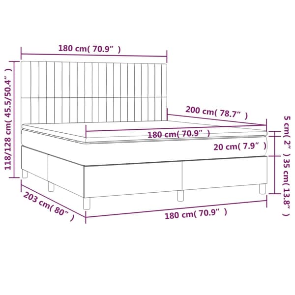 vidaXL Ramsäng med madrass gräddvit 180x200 cm tyg Kräm