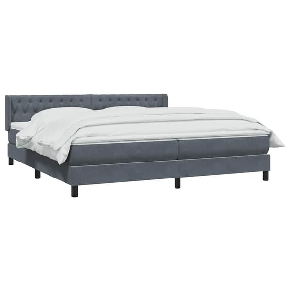 vidaXL Ramsäng med madrass mörkgrå 180x210 cm sammet Grå