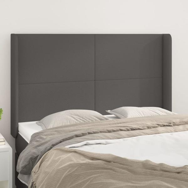 vidaXL Sänggavel med kanter grå 147x16x118/128 cm konstläder Grå