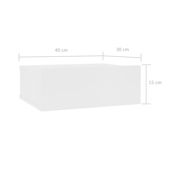 vidaXL Svävande sängbord vit 40x30x15 cm konstruerat trä Vit
