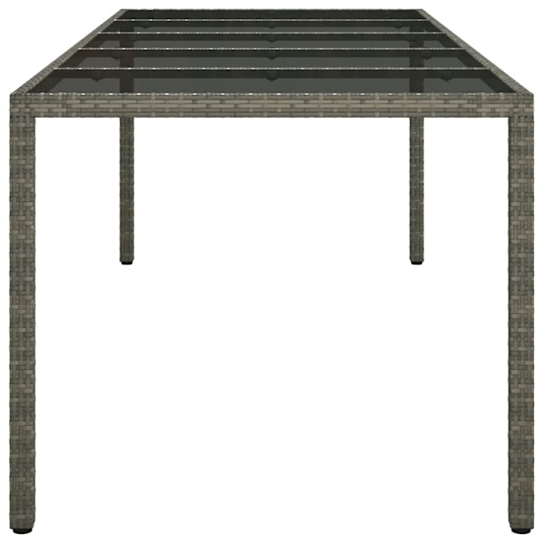 vidaXL Utebord grå 250x100x75 cm härdat glas och konstrotting grå