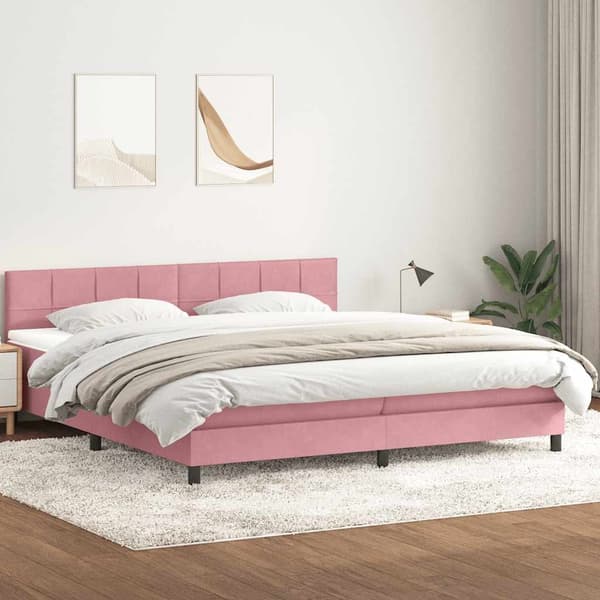 vidaXL Ramsäng med madrass rosa 180x210 cm sammet Rosa
