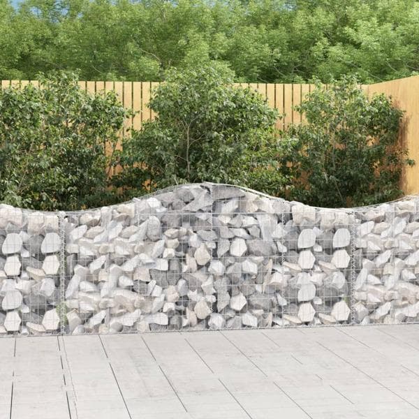 vidaXL Gabioner bågformade 7 st 200x30x80/100 cm galvaniserat järn Silver