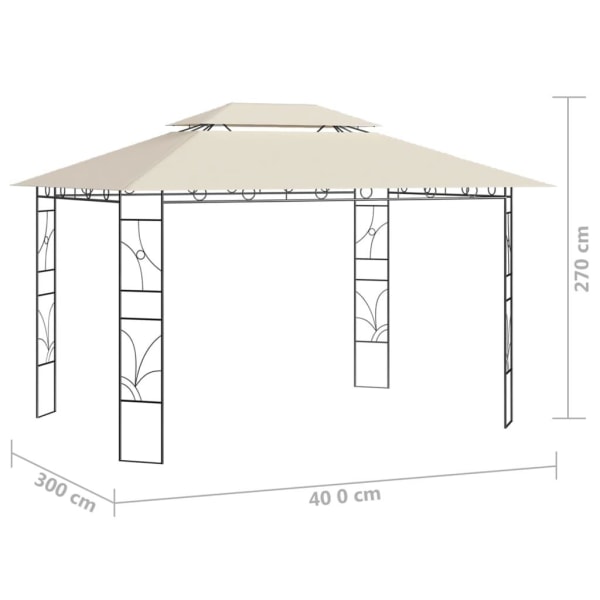 vidaXL Paviljong 4x3x2,7 m gräddvit 160 g/m² Creme