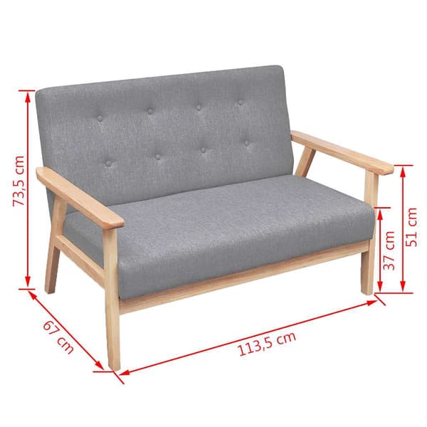 vidaXL Soffa + fotölj i trä med retrodesign grå grå