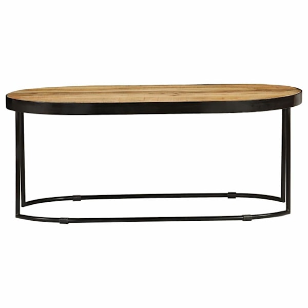 vidaXL Soffbord massivt grovt mangoträ och stål oval 110 cm Brun