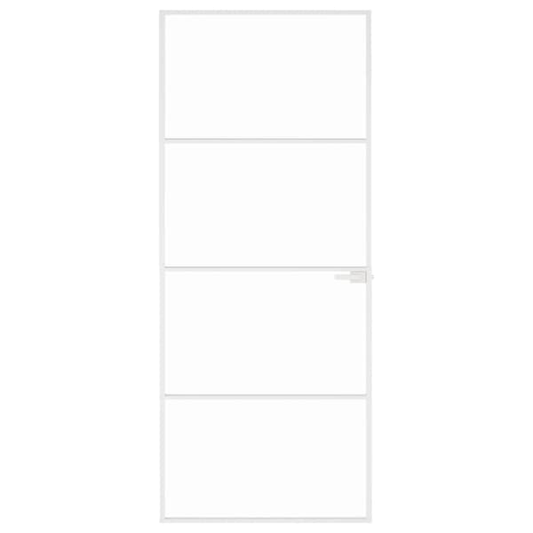 vidaXL Innerdörr 83x201,5 cm härdat glas och aluminium slim Vit