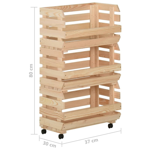 vidaXL Grönsaksvagn 37x30x80 cm massiv furu Brun