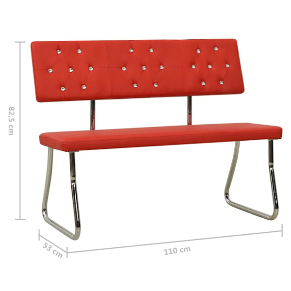 vidaXL Bänk 110 cm röd konstläder Röd