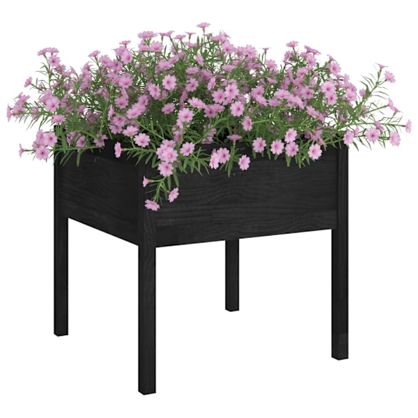 vidaXL Odlingslåda svart  70x70x70 cm massiv furu Svart
