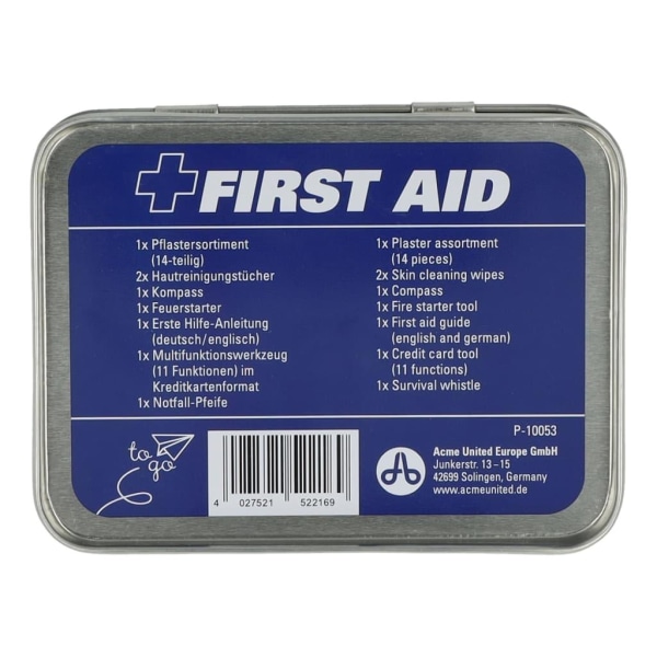 FIRST AID ONLY Nödpaket 22 delar To Go metalllåda Silver