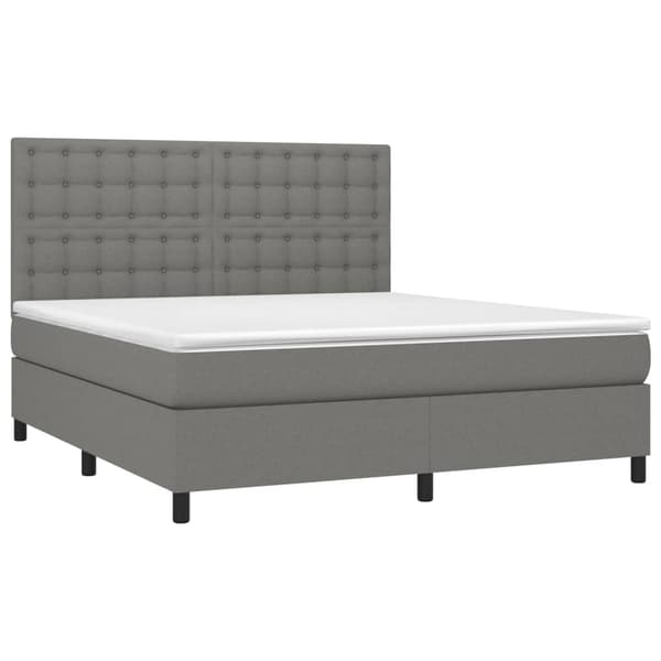 vidaXL Ramsäng med madrass mörkgrå 160x200 cm tyg Grå