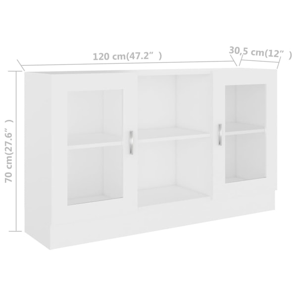 vidaXL Vitrinskåp vit 120x30,5x70 cm konstruerat trä Vit