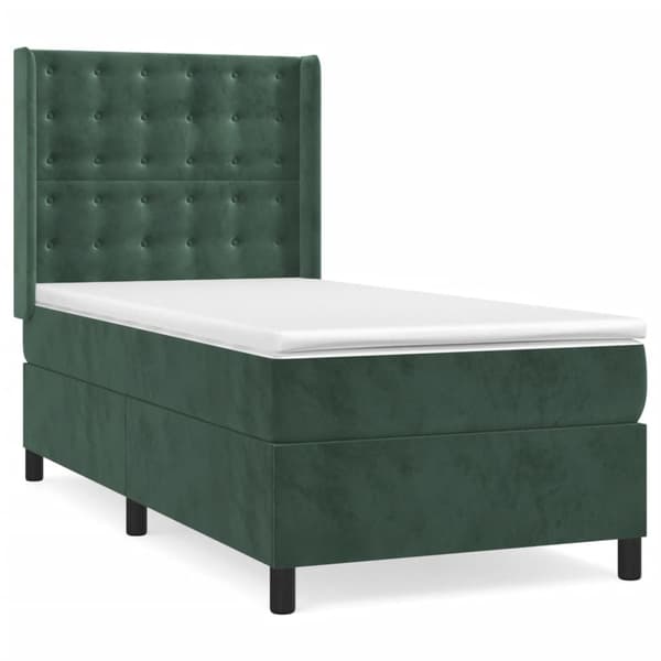 vidaXL Ramsäng med madrass mörkgrön 90x200 cm sammet Grön