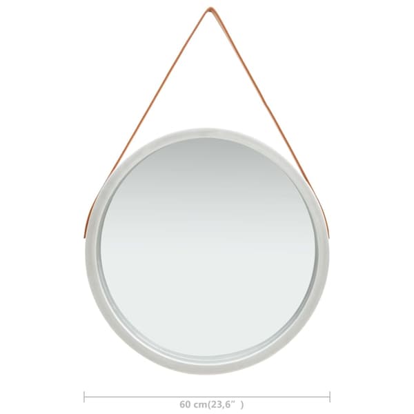 vidaXL Väggspegel med rem 60 cm silver Silver