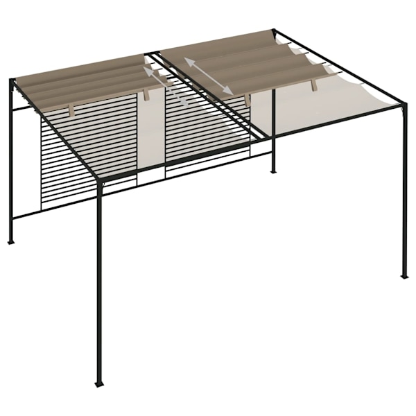 vidaXL Paviljong med infällbart tak 3x4x2,3 m taupe 180 g/m² Taupe