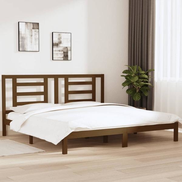 vidaXL Sängram honungsbrun massiv furu 200x200 cm Brun