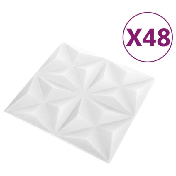 vidaXL 3D Väggpaneler 48 st 50x50 cm origami vit 12 m² Vit