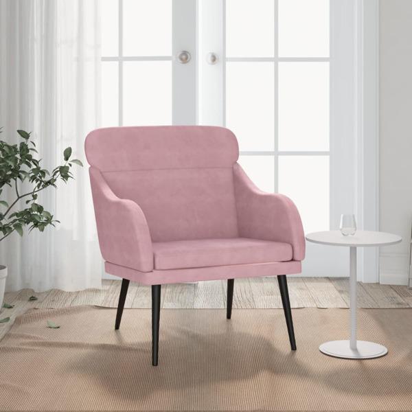 vidaXL Fåtölj rosa 63x76x80 cm sammet Rosa