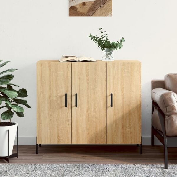 vidaXL Skänk sonoma-ek 90x34x80 cm konstruerat trä Brun