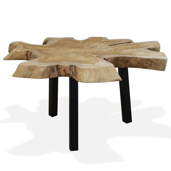vidaXL Soffbord i äkta teak 80x70x38 cm Brun