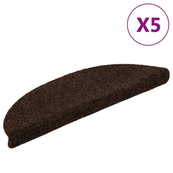 vidaXL Trappstegsmattor självhäftande 5 st brun 56x17x3 cm brodyr Brun