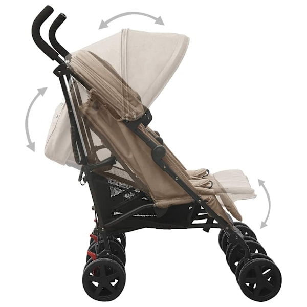 vidaXL Tvillingvagn taupe stål Taupe
