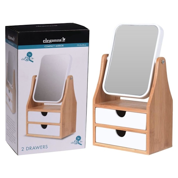 Bathroom Solutions Sminkspegel med 2 lådor vit bambu Flerfärgsdesign