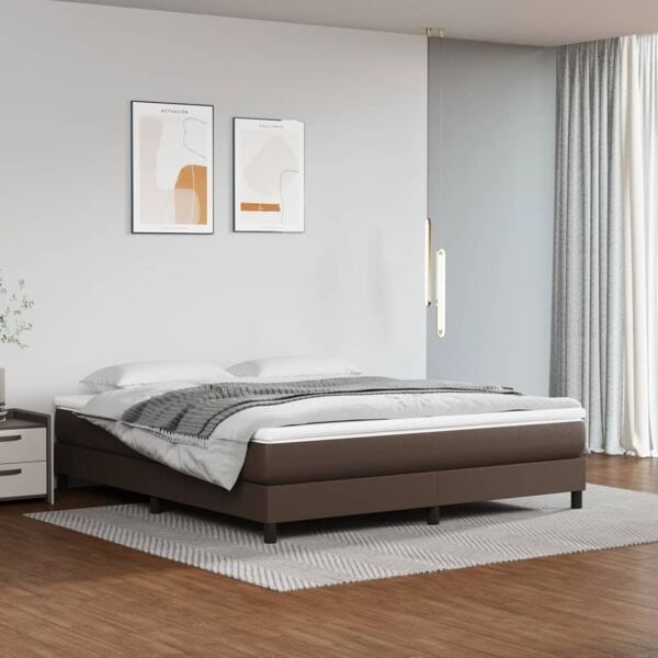 vidaXL Pocketresårmadrass brun 160x200x20 cm konstläder Brun