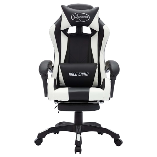vidaXL Gamingstol med RGB LED-lampor vit och svart konstläder multifärg