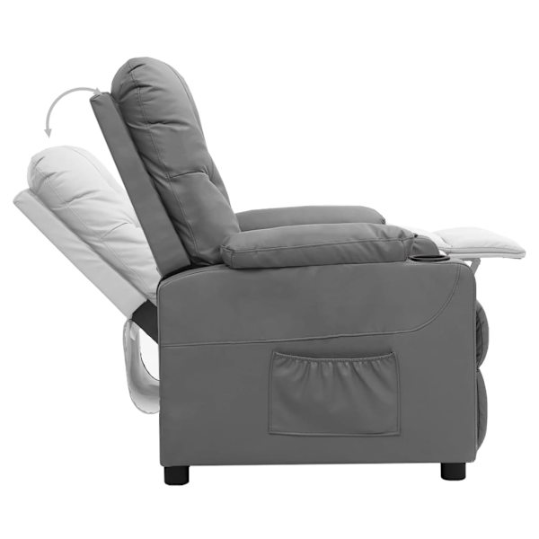vidaXL Reclinerfåtölj grå konstläder grå