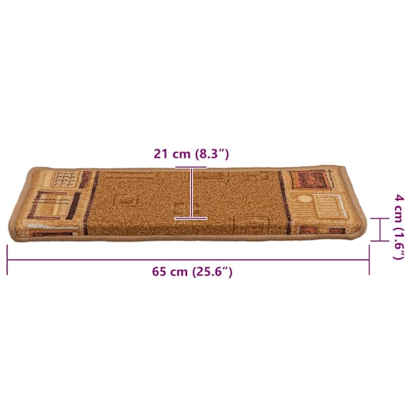 vidaXL Trappstegsmattor självhäftande 10 st 65x21x4 cm beige Beige