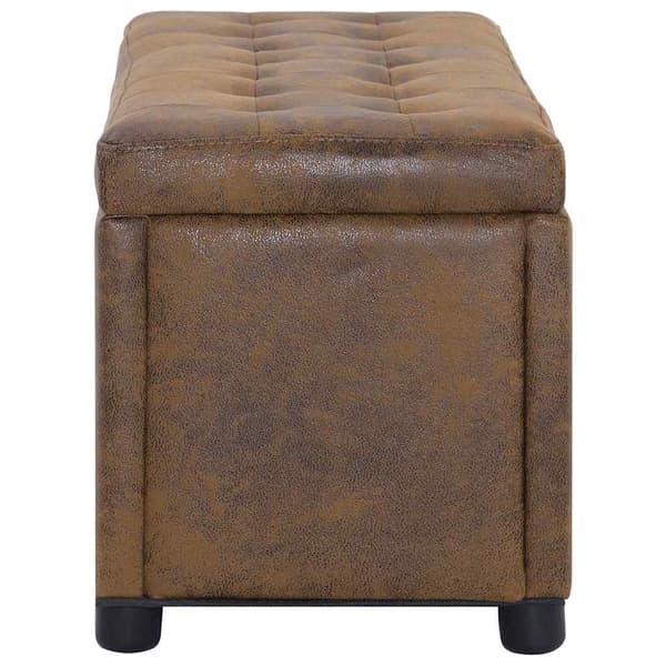 vidaXL Ottoman med förvaring 87,5 cm brun konstmocka Brun