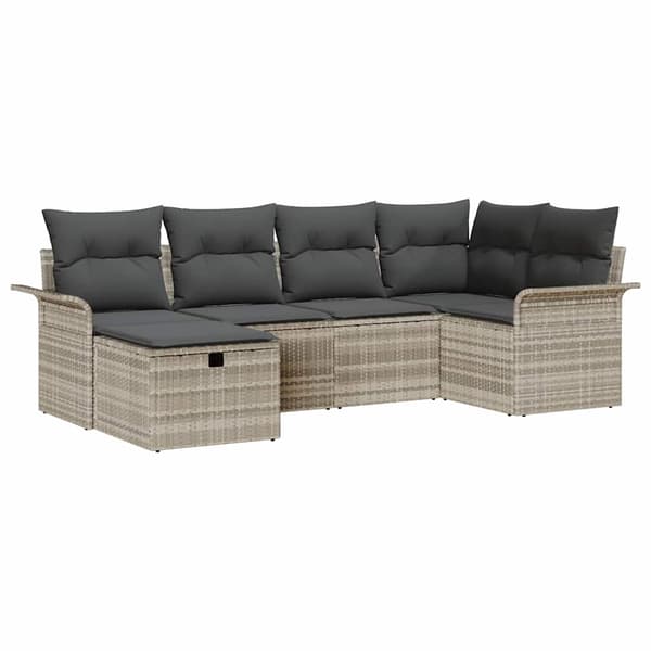 vidaXL Trädgårdsoffset 6 st Poly rattan Brun