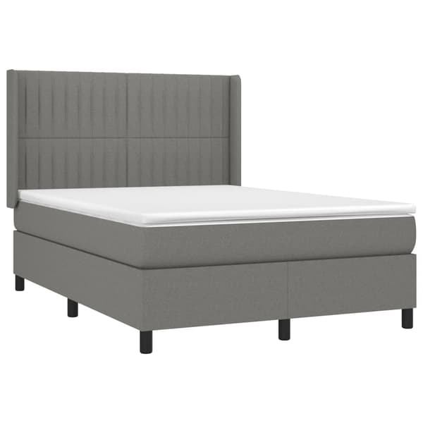 vidaXL Ramsäng med madrass mörkgrå 140x190 cm tyg Grå