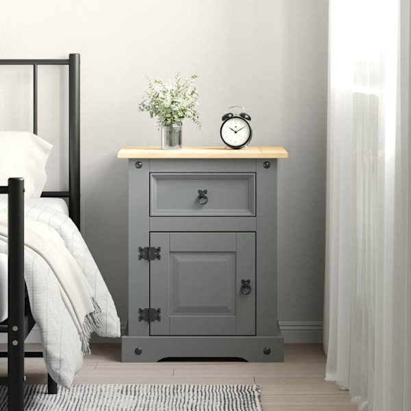 vidaXL Nattduksbord mexikansk Coronastil furu grå 53x39x67 cm grå