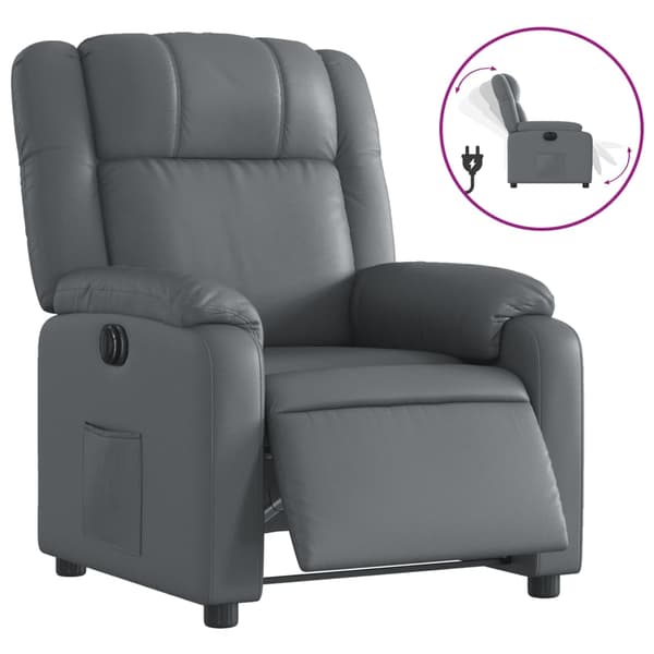 vidaXL Elektrisk reclinerfåtölj grå konstläder Grå