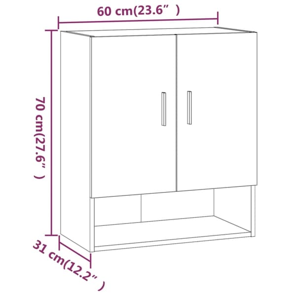 vidaXL Väggskåp vit 60x31x70 cm konstruerat trä Vit