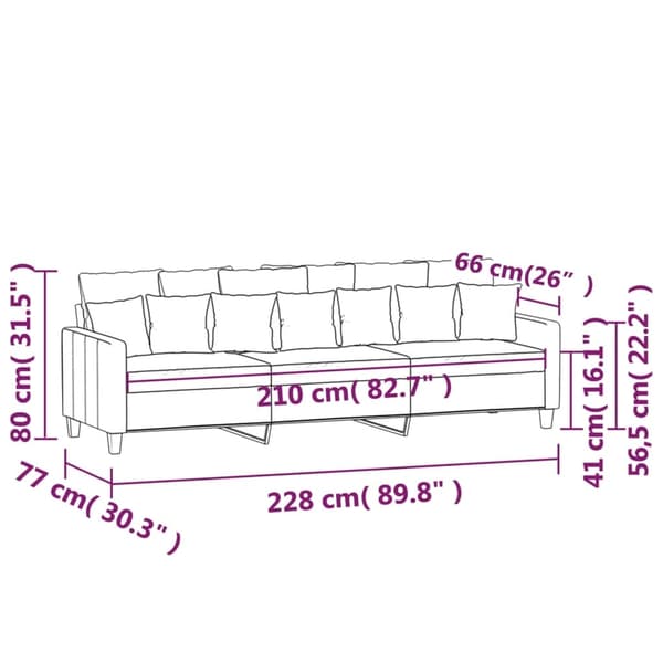 vidaXL 3-sitssoffa mörkgrå 210 cm tyg Grå